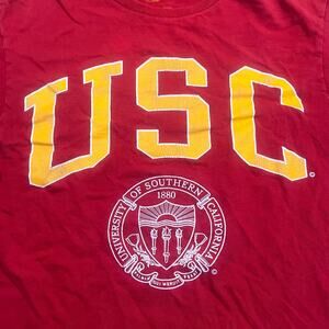USC Trojans Men's Size Medium Shirt Red Short Sleeve NCAA Football Adult Outdoor